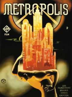 METROPOLIS Movie City Fantastic German Vintage Film Poster FINE Repo