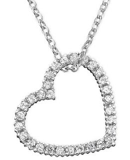 CRISLU Necklace, Platinum over Sterling Silver Open Heart Cubic