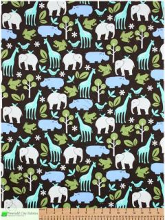 Michael Miller Zoology Brown Kids Flannel Cotton Fabric