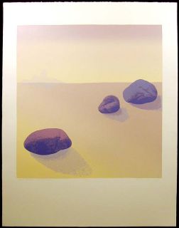 Nancy Denison Blue Rocks Landscape Signed Numbered Serigraph Desert