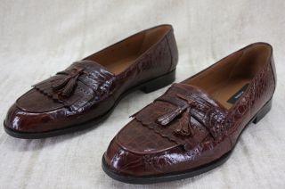 Mezlan Platinum Rodeo Slip on Crocodile Loafers Brown Size 12 New $750