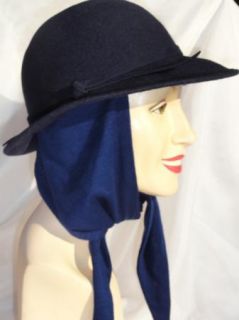Vtg Michael Howard Blue Wool Hat Tie Ear Flaps Ruth Alan Design Scarf