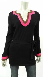 Inc Misses Womens Stretch Tunic Sweater Sz L Black Pink Knit Sale