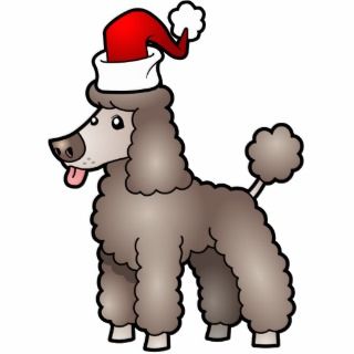 Christmas Poodle (silver beige puppy cut) Acrylic Cut Out