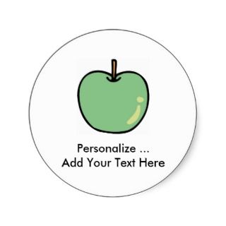 Green Apple Fruit Round Stickers