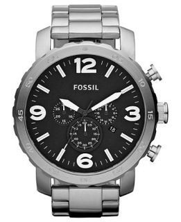 Fossil Watch, Mens Chronograph Nate Stainless Steel Bracelet 50mm