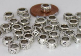 Hole Heishi Antiqued Silver Pewter Metal Rondelle Beads 25