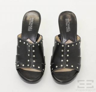 Michael Michael Kors Black Leather Studded Slide Heels Size 5 5