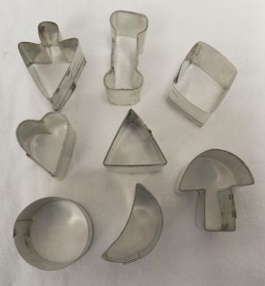 of 8 Miniature Small Metal Shapes Jelly Cookie Cutter Tin Set