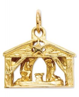14k Gold Charm, Polished Nativity Charm