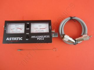 Astatic PDC2 Dual Meter SWR Power w 3 RG 8x Jumper Cable New