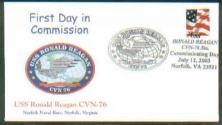 2003 USS Ronald Reagan CVN 76 Navy Commission Day FDC