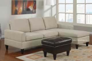 Mushroom Beige Microfiber Sectional Sofa And Ottoman Set F7283 Couch
