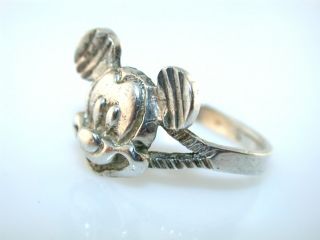 Vintage Mickey Mouse Head Sterling Silver Ring