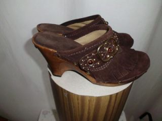 Michael by Michael Kors Sommerset Wood Clog Chocolate Brown Size 7M