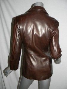 Michael Hoban North Beach Leather Dark Brown Blazer Style Jacket Coat