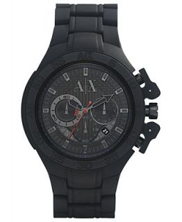 Armani Exchange Watch, Mens Black Silicone Bracelet 50mm AX1187