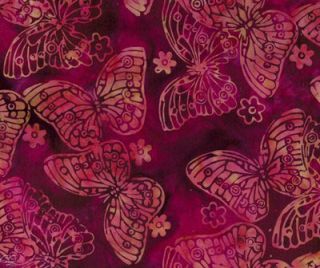 FQ Hoffman Fabric Bali Handpaints Batik Butterflies Plum Marsala Fat