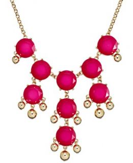 Charter Club Necklace, Gold Tone Pink Bubble Bead Frontal Necklace