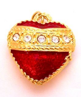 Rhinestone Red Heart Pendant Trinket Box by Mike Ally