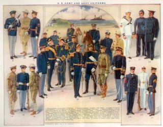 Wrights Lithograph 1912 U s Army Navy Uniforms