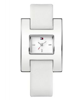 Tommy Hilfiger Watch, Womens White Leather Strap 1781099