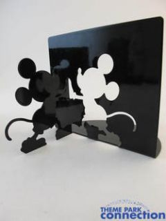 Disney Mickey Mouse Bookends Pair Metal Black Silhoutte Home Decor