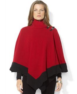 Lauren Ralph Lauren Coat, Colorblocked Wool Poncho