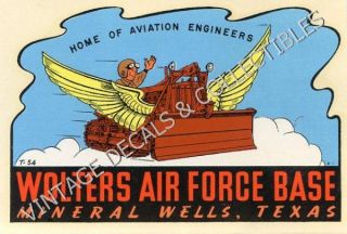 Vintage Wolters Air Force Base Mineral Wells Texas WWII Travel Decal