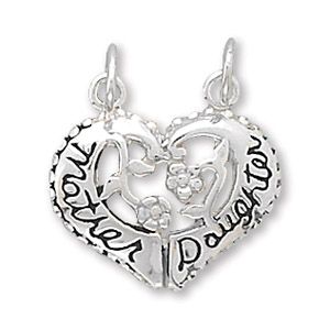Heart 925 Silver Mother Daughter Necklace Pendant