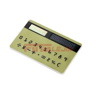 Mini Yellow Slim Thin Solar Power Pocket Calculator Counter Credit