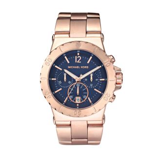 New Authentic Michael Kors Rose Gold Navy Dial Oversized Watch MK5410