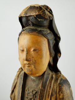 Chinese Ming Dynasty Wood Carved Guanyin Buddha