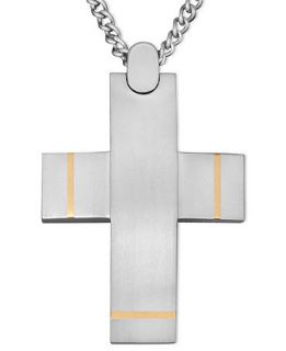 Mens Titanium and 14k Gold Necklace, Cross Pendant   Necklaces