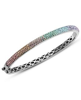 Kaleidoscope Sterling Silver Bracelet, Rainbow Crystal Bangle with