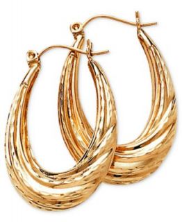 10k Two Tone Gold Oval Hoop Earrings   Earrings   Jewelry & Watches