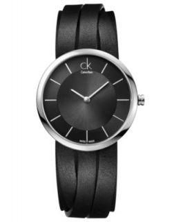 ck Calvin Klein Watch, Womens Swiss Extent Large Black Leather Strap