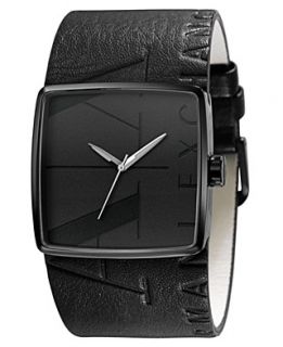 Armani Exchange Watch, Black Leather Cuff Strap 38mm AX6002