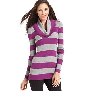 DKNY Jeans Long Sleeve Striped Cowl Neck Sweater, also available in