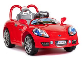 Ride on Remote Control Power Sports Car  Red Chrome Wheels