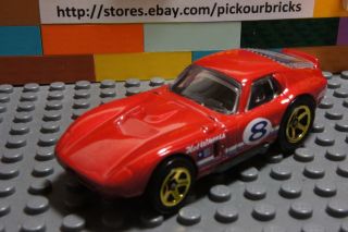 Hot Wheels Red Shelby Cobra Daytona Coupe Diecast Silver Chrome Rims 8