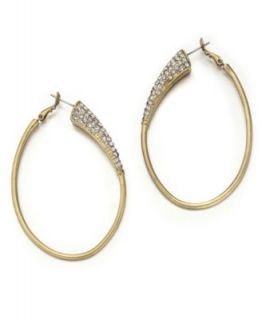 Jessica Simpson Earrings, Gold tone Crystal Twist Hoop Earrings