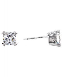 CRISLU Earrings, Platinum Over Sterling Silver Princess Cut Cubic