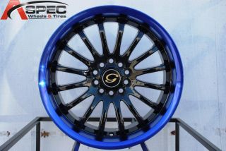 Wheel 5x108 114 3 40 Black Blue Lip Rim Fits Celica Civic RSX