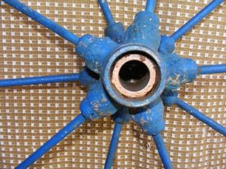 Large Heavy Blue Painted Metal Round Wagon Wheels Weight 84 Lbs