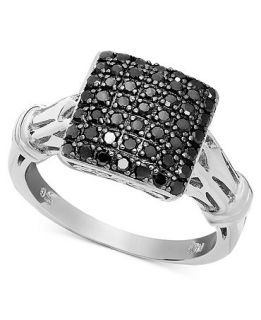 Diamond Ring, Sterling Silver Black Diamond Square (1/2 ct. t.w
