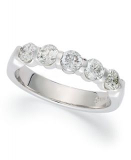Diamond Ring, 18k White Gold Certified Diamond 5 Stone Band (1 1/2 ct