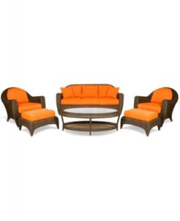 Harper Outdoor Patio Furniture, 6 Piece Seating Set (1 Sofa, 2 Lounge