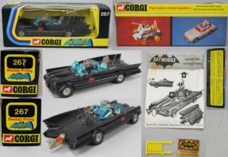 Batman Corgi 1966 267 3C 1973 Batmobile Whizzwheels Blue Screen B MIB