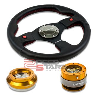 NRG 2 Button Steering Wheel Gold Quick Release Short Hub Gold EK AP CD